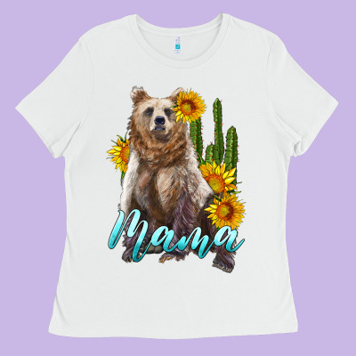 Mama Bear With Sunflowers And Cactus Ladies Tee Designed By Artiststas