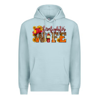 Blue Mist firefighter wife with hat sunflowers Premium Hoodie - HRA Design Shop