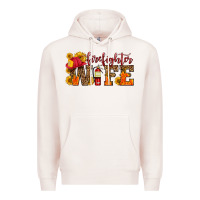 Pale Pink firefighter wife with hat sunflowers Premium Hoodie - HRA Design Shop