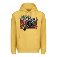 Antique Gold floral eucalyptus film roll vintage camera Premium Hoodie - FaDigitalArtStudio