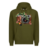 Army Green floral eucalyptus film roll vintage camera Premium Hoodie - FaDigitalArtStudio