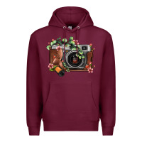Burgundy floral eucalyptus film roll vintage camera Premium Hoodie - FaDigitalArtStudio