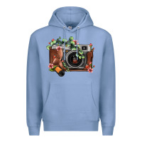 Colony Blue floral eucalyptus film roll vintage camera Premium Hoodie - FaDigitalArtStudio