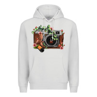 Dove Grey floral eucalyptus film roll vintage camera Premium Hoodie - FaDigitalArtStudio