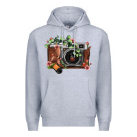 Heather Grey floral eucalyptus film roll vintage camera Premium Hoodie - FaDigitalArtStudio