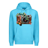 Ocean Blue floral eucalyptus film roll vintage camera Premium Hoodie - FaDigitalArtStudio