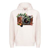 Pale Pink floral eucalyptus film roll vintage camera Premium Hoodie - FaDigitalArtStudio