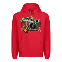 Red floral eucalyptus film roll vintage camera Premium Hoodie - FaDigitalArtStudio