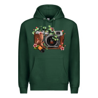 Sports Green floral eucalyptus film roll vintage camera Premium Hoodie - FaDigitalArtStudio