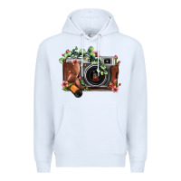 White floral eucalyptus film roll vintage camera Premium Hoodie - FaDigitalArtStudio