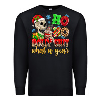 Black ho ho holy shit what a year Premium Sweatshirt - MaliasSmallBusiness