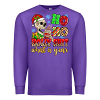 Purple ho ho holy shit what a year Premium Sweatshirt - MaliasSmallBusiness