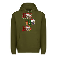 Army Green ho ho ho skull Premium Hoodie - FaDigitalArtStudio