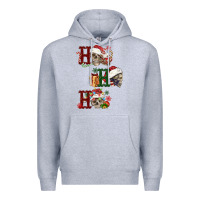 Heather Grey ho ho ho skull Premium Hoodie - FaDigitalArtStudio