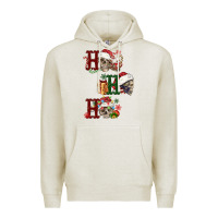 Oatmeal Heather ho ho ho skull Premium Hoodie - FaDigitalArtStudio