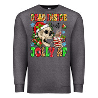 Charcoal Heather dead inside but jolly af Premium Sweatshirt - MaliasSmallBusiness