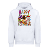 White Happy hallothankmas dog Urban Hoodie - FaDigitalArtStudio