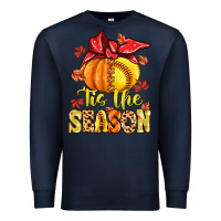 Navy tis the season fall softball Premium Sweatshirt - MaliasSmallBusiness