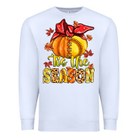 White tis the season fall softball Premium Sweatshirt - MaliasSmallBusiness