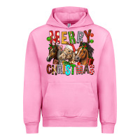 Fuchsia Pink Merry christmas horses Urban Hoodie - FaDigitalArtStudio