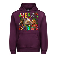 Mauve Wine Merry christmas horses Urban Hoodie - FaDigitalArtStudio