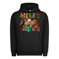 Pigment Black Merry christmas horses Urban Hoodie - FaDigitalArtStudio