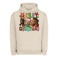 Pigment French Oak Merry christmas horses Urban Hoodie - FaDigitalArtStudio