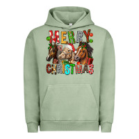 Pigment Oil Green Merry christmas horses Urban Hoodie - FaDigitalArtStudio