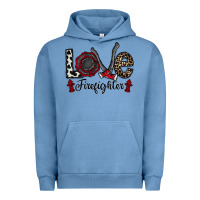 Pigment Pebble Blue love firefighter Urban Hoodie - CowhideDigitalArt