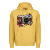 Antique Gold floral feather vintage camera Premium Hoodie - FaDigitalArtStudio