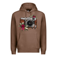 Chestnut floral feather vintage camera Premium Hoodie - FaDigitalArtStudio