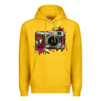Lemon floral feather vintage camera Premium Hoodie - FaDigitalArtStudio