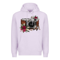 Lilac floral feather vintage camera Premium Hoodie - FaDigitalArtStudio