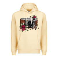 Pina Colada floral feather vintage camera Premium Hoodie - FaDigitalArtStudio