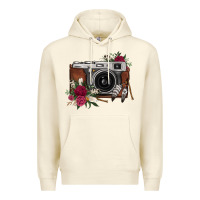 Sandshell floral feather vintage camera Premium Hoodie - FaDigitalArtStudio