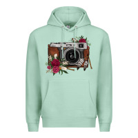 Seafoam floral feather vintage camera Premium Hoodie - FaDigitalArtStudio