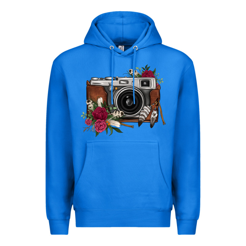 Floral Feather Vintage Camera Premium Hoodie by FaDigitalArtStudio | Teevron