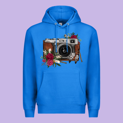 Floral Feather Vintage Camera Premium Hoodie Designed By Fadigitalartstudio