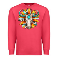 Cardinal Western bull skull sunflower Premium Sweatshirt - MaliasSmallBusiness