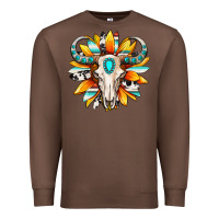 Chestnut Western bull skull sunflower Premium Sweatshirt - MaliasSmallBusiness