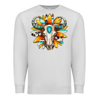 Dove Grey Western bull skull sunflower Premium Sweatshirt - MaliasSmallBusiness