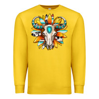 Lemon Western bull skull sunflower Premium Sweatshirt - MaliasSmallBusiness