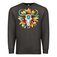 Smoke Western bull skull sunflower Premium Sweatshirt - MaliasSmallBusiness