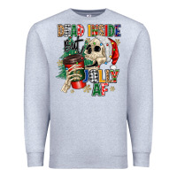 Heather Grey dead inside but jolly as fuck Premium Sweatshirt - MaliasSmallBusiness