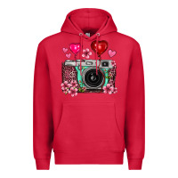 Cardinal floral heart pink leopard vintage camera Premium Hoodie - FaDigitalArtStudio