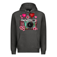 Charcoal Heather floral heart pink leopard vintage camera Premium Hoodie - FaDigitalArtStudio