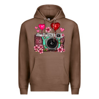 Chestnut floral heart pink leopard vintage camera Premium Hoodie - FaDigitalArtStudio