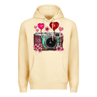 Pina Colada floral heart pink leopard vintage camera Premium Hoodie - FaDigitalArtStudio