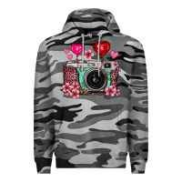 Slate Camo floral heart pink leopard vintage camera Premium Hoodie - FaDigitalArtStudio