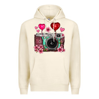 Tofu floral heart pink leopard vintage camera Premium Hoodie - FaDigitalArtStudio